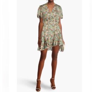 Sandro Paris Marta Floral Print Ruffle Minidress Women's Size XS